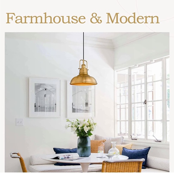 NWT farmhouse 2 pack pendant lights in gold - Picture 4 of 6